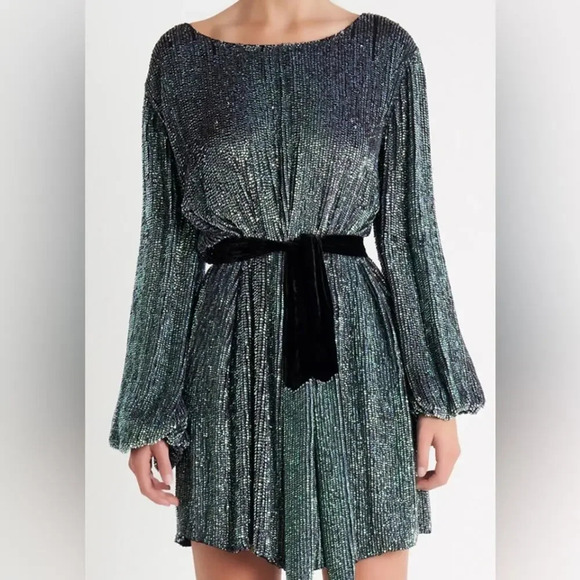 Retrofete Grace Sequin Mini Dress Metallic Green Size XS - Picture 1 of 14